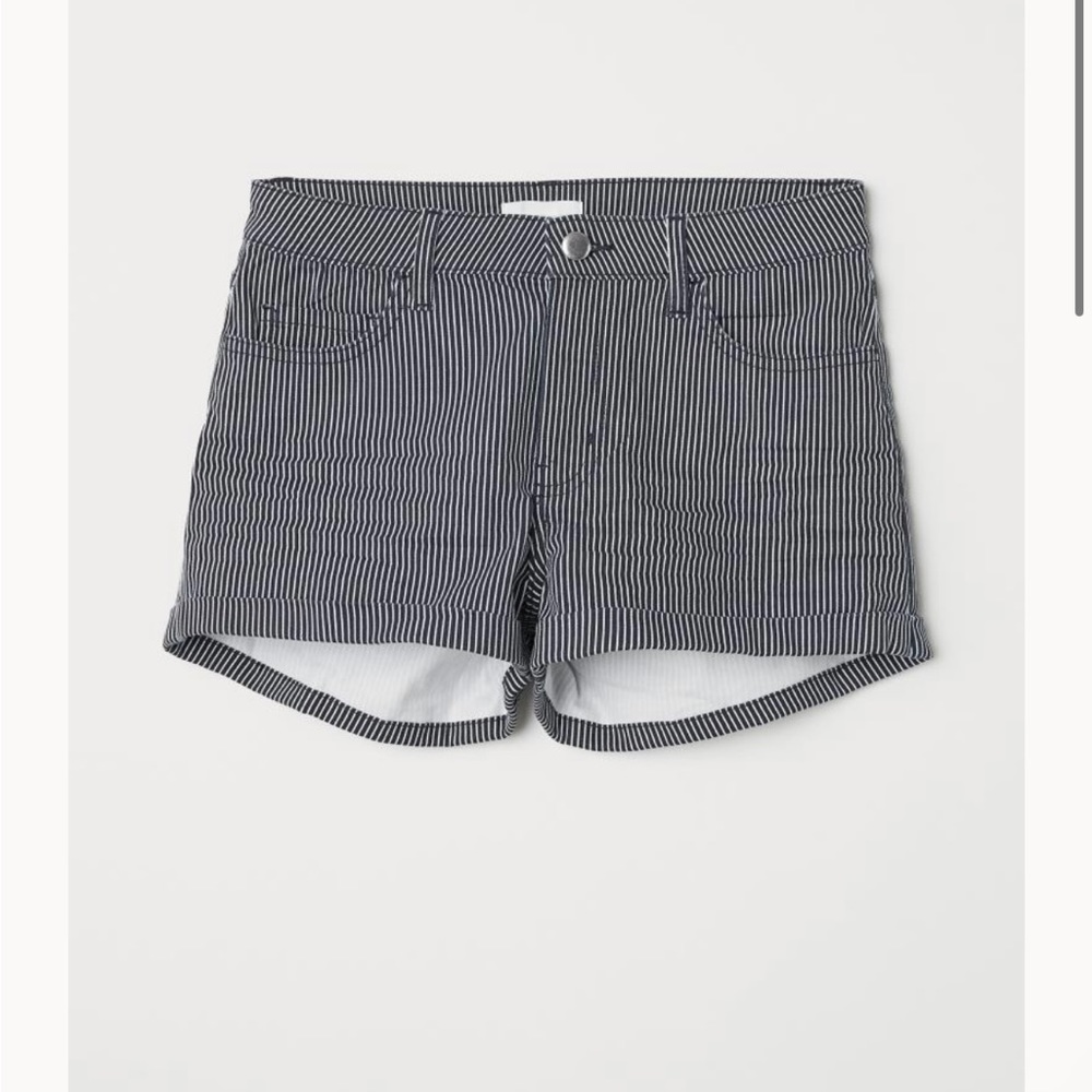H&M navy/ Dark Blue vertical stripe denim shorts